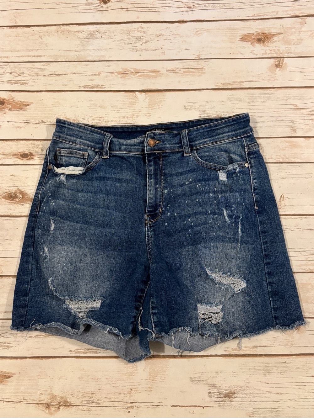 Judy Blue Beach Splash Distressed Denim Cut-Off Shorts JB15202MD Size 2XL